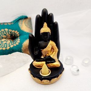 Black & Gold Buddha in Hand Incense Holder