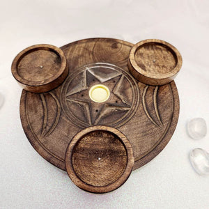 Triple Moon Incense & Tealight Burner