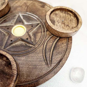 Triple Moon Incense & Tealight Burner