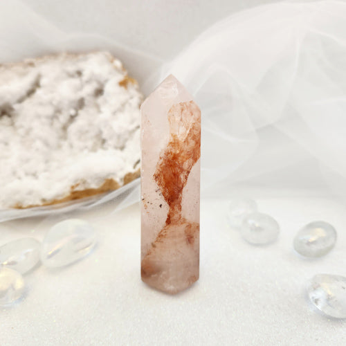 Hematoid Rose Quartz aka Sacred Heart Polished Point (assorted. approx. 9.7x3cm)