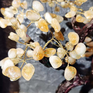 Citrine Tree with Dark Trunk on Amethyst Cluster