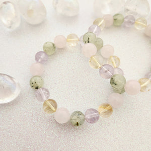 Prehnite Amethyst Citrine & Rose Quartz Bracelet