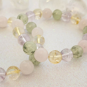 Prehnite Amethyst Citrine & Rose Quartz Bracelet