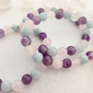 Amethyst Aquamarine & Rose Quartz Bracelet