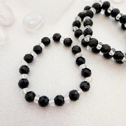 Faceted Silver Sheen Obsidian & Glass Bead Bracelet (assorted)