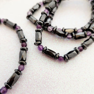 Amethyst & Magnetic Hematite Bracelet