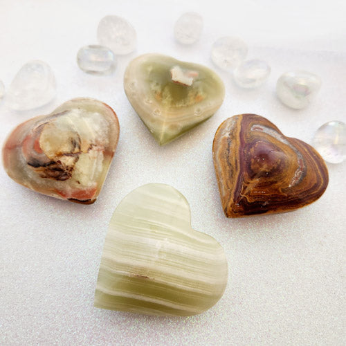 Banded Calcite aka Marble Onyx Heart (assorted. approx. 5.6-5.9x5.8-6.2cm)cm)