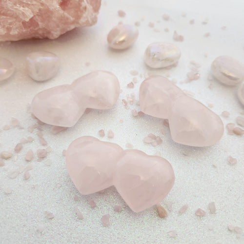 Rose Quartz Twin Flame Heart (assorted. approx 3.1-3.2x5.8-6cm)