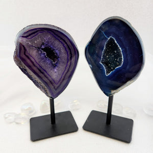 Agate Polished Geode on Metal Stand