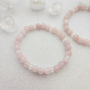 Rose Quartz and Glass Bead Bracelet