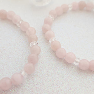 Rose Quartz and Glass Bead Bracelet