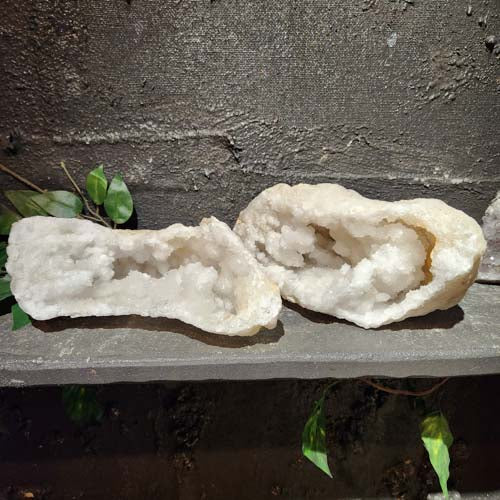 Quartz Geode Split Pair (approx. 15x19x25cm together)