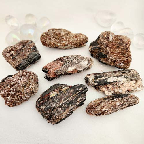 Black Tourmaline with Mica Rough Rock (assorted. approx. 4-7.2x2.3-4.3cm)