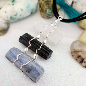 Selenite Black Tourmaline & Kyanite Stack Pendant