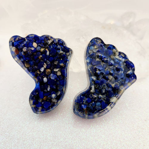 Lapis Chips in Resin Footprint (assorted. approx 4.8-5x3.7-4)