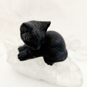 Obsidian Cat Carving