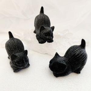 Obsidian Cat Carving