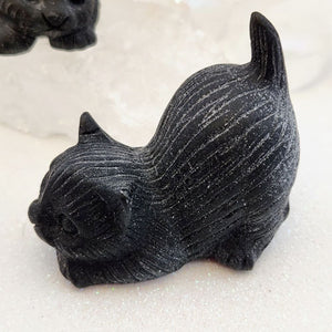 Obsidian Cat Carving