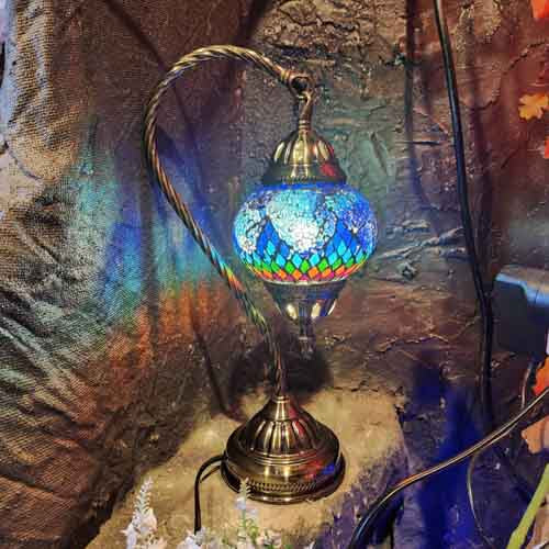 Colourful Swan Neck Turkish Style Mosaic Lamp (approx. 37cm)