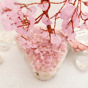 Enhanced Rose Quartz Crystal Tree with Quartz Base