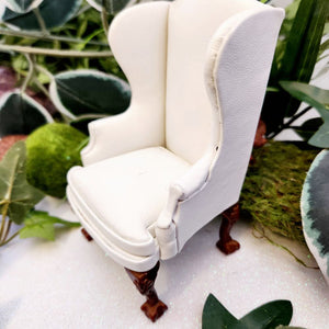 White Armchair w. Footrest for Fairy/Doll House