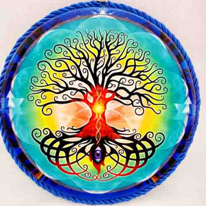 Tree of Life Hanging Trivet (blue fabric surround)