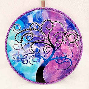 Purple and Blue Tree Hanging Trivet 