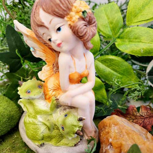 Cute Orange Fairy with Baby Dragons