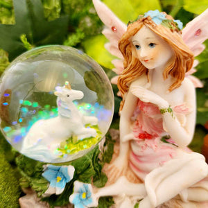 Pink Fairy With Unicorn Globe