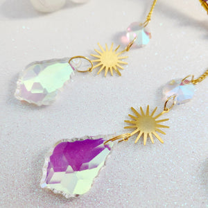 Amethyst Chips on Heart with Hanging Prisms