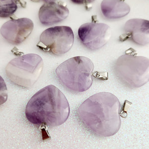 Chevron Amethyst Heart Pendant