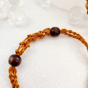 Brown Braided Cord Crystal Holder Bracelet