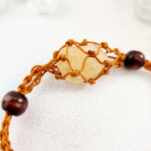 Brown Braided Cord Crystal Holder Bracelet