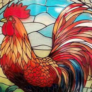 Stained Glass Rooster Hanging