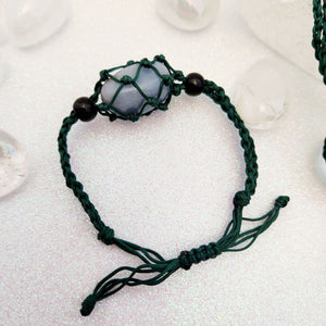 Green Braided Cord Crystal Holder Bracelet