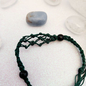 Green Braided Cord Crystal Holder Bracelet