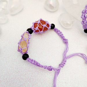 Purple Braided Cord Crystal Holder Bracelet