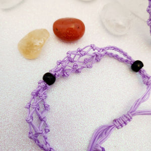 Purple Braided Cord Crystal Holder Bracelet