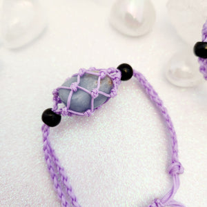 Purple Braided Cord Crystal Holder Bracelet