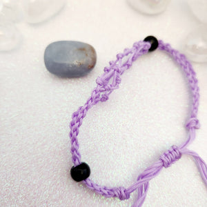 Purple Braided Cord Crystal Holder Bracelet