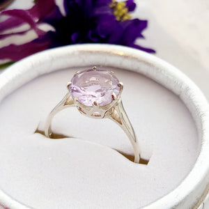 Amethyst Faceted Round Ring