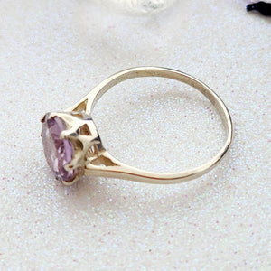 Amethyst Faceted Round Ring