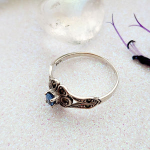 Blue Topaz & Marcasite Ring