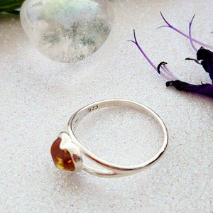 Baltic Amber Heart Ring (sterling silver)