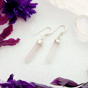 Rose Quartz Point Earrings (sterling silver)