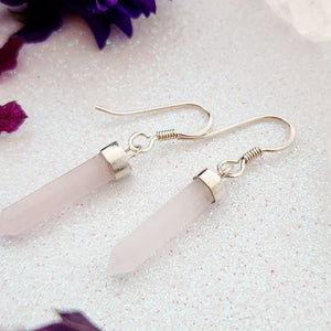 Rose Quartz Point Earrings (sterling silver)