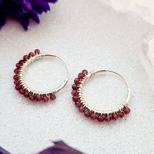 Garnet Faceted Sleeper Earrings