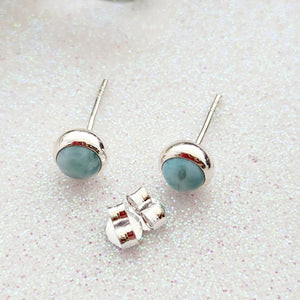 Larimar Round Stud Earrings