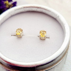 Citrine Faceted Oval Stud Earrings