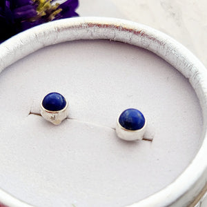 Lapis Lazuli Round Stud Earrings